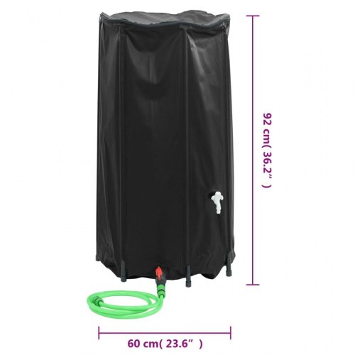 Sammenfoldelig vandtank med hane 250 l - PVC, sort