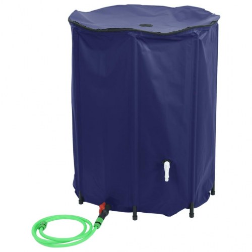 Sammenfoldelig regnvandstank med hane 1350 l - blå PVC