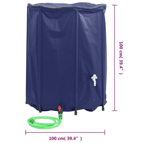 Sammenfoldelig regnvandstank med hane 750 l - blå PVC