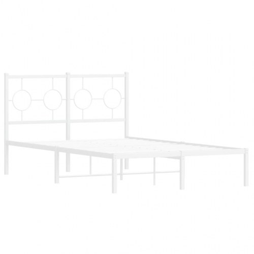 Sengeramme med sengegavl 120 x 190 cm metal - hvid