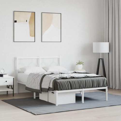 Sengeramme med sengegavl 120 x 190 cm metal - hvid