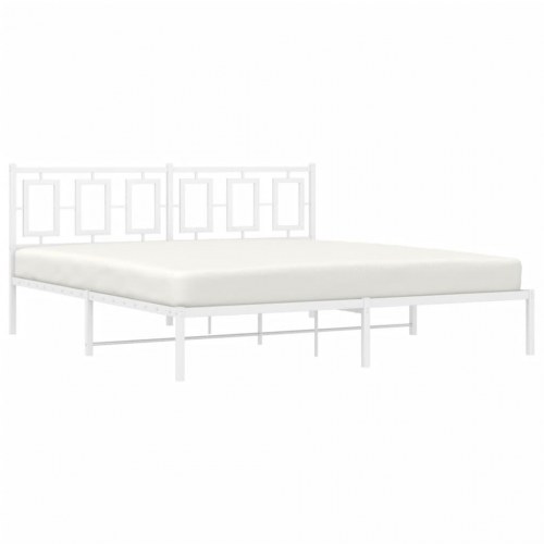 Sengeramme med sengegavl 180x200 cm metal hvid