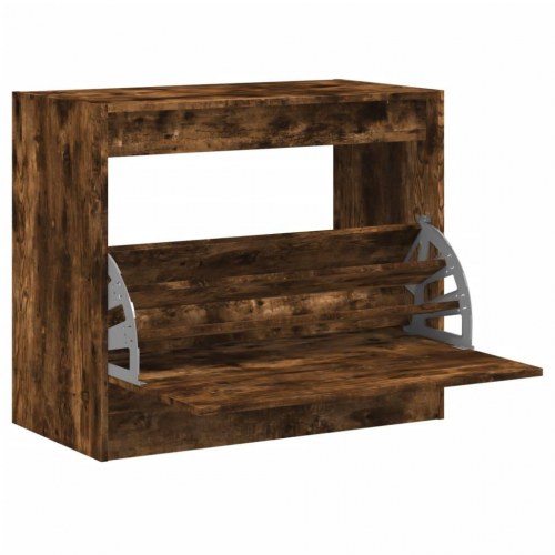 Skoskab med 3 vippeskuffer 80 x 42 x 69 cm - røget egetræ