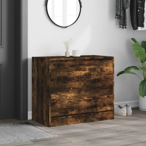 Skoskab med 3 vippeskuffer 80 x 42 x 69 cm - røget egetræ