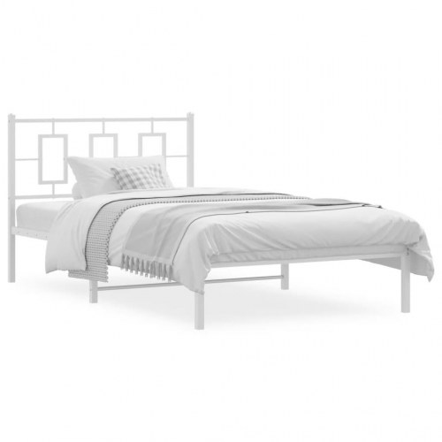 Sengeramme med sengegavl 107 x 203 cm metal - hvid
