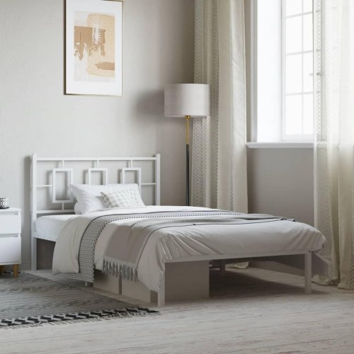 Sengeramme med sengegavl 107 x 203 cm metal - hvid
