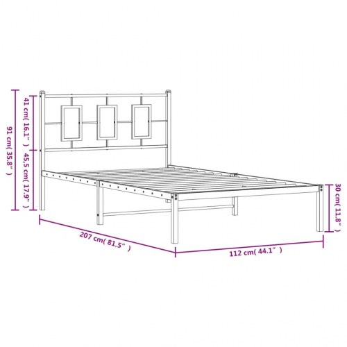 Sengeramme med sengegavl 107 x 203 cm metal - hvid