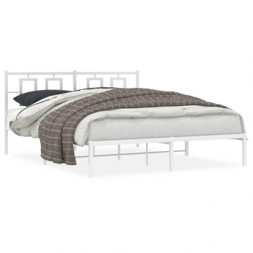 Sengeramme med sengegavl 150 x 200 cm - hvid