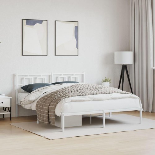 Sengeramme med sengegavl 150 x 200 cm - hvid