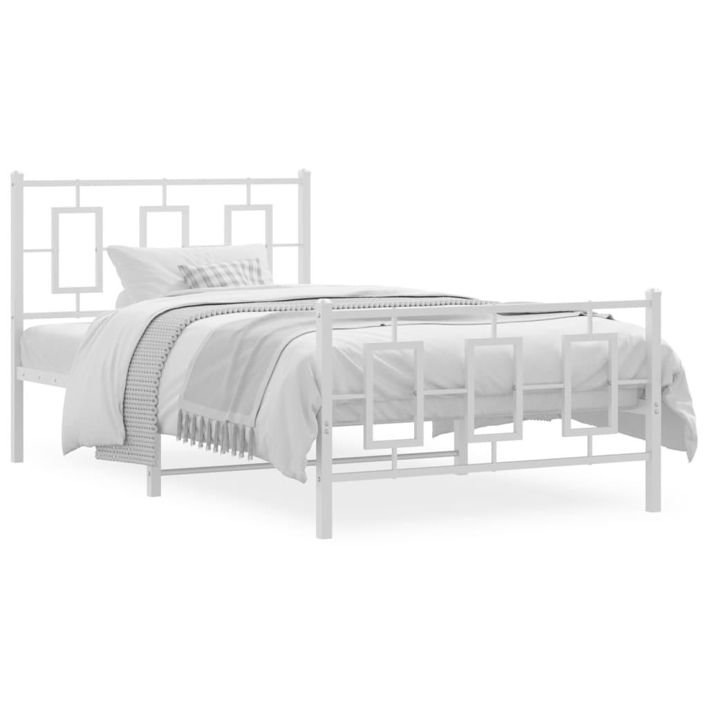 Sengeramme med gavl og fodgærde 100×200 cm - metal, hvid
