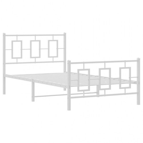 Sengeramme med sengegavl og fodgærde 100 x 200 cm - hvid