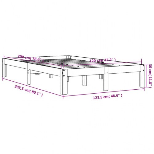 Sengeramme uden madras 120x200 cm massivt fyrretræ gyldenbrun