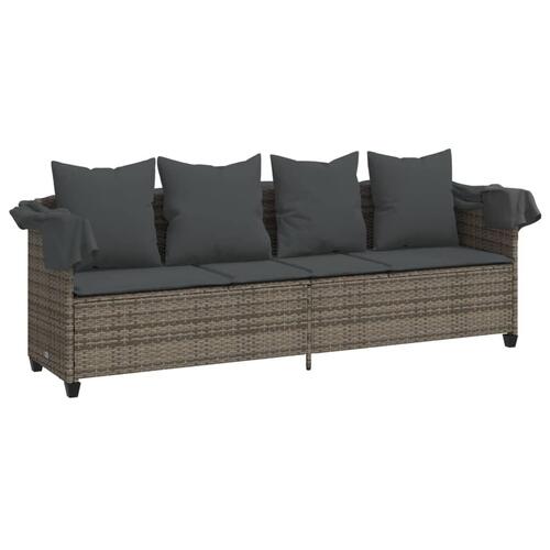 Loungesofa med baldakin og hynder polyrattan grå