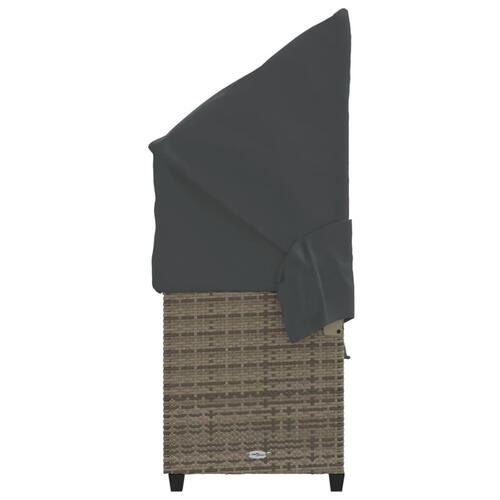 Loungesofa med baldakin og hynder polyrattan grå