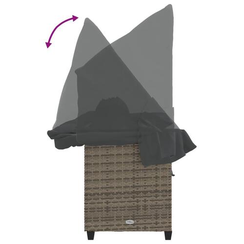 Loungesofa med baldakin og hynder polyrattan grå