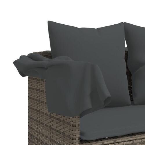 Loungesofa med baldakin og hynder polyrattan grå