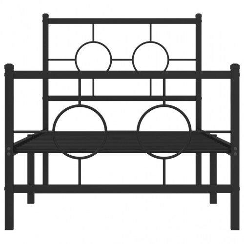 Sengeramme med sengegavl og fodgærde 75x190 cm metal sort
