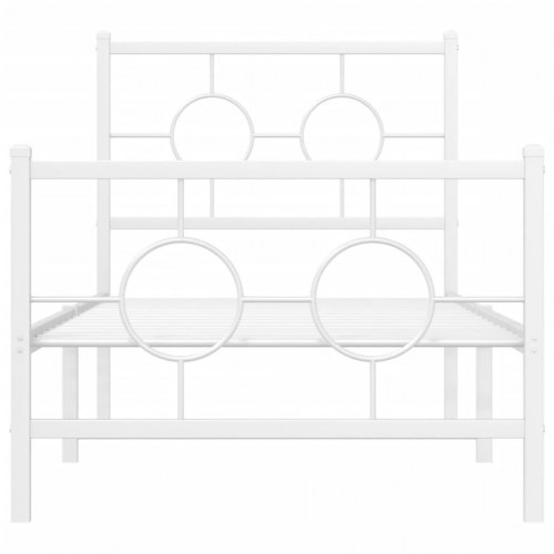 Sengeramme med sengegavl og fodgærde 75x190 cm metal hvid