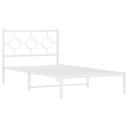 Sengeramme med sengegavl 100 x 190 cm - hvid