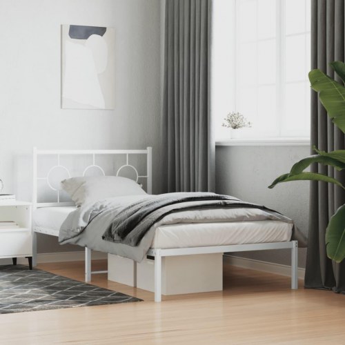Sengeramme med sengegavl 100 x 190 cm - hvid