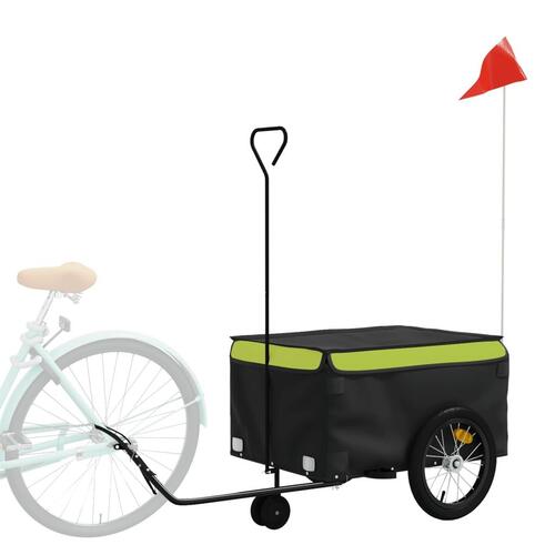 Cykelanhænger 45 kg jern sort og grøn