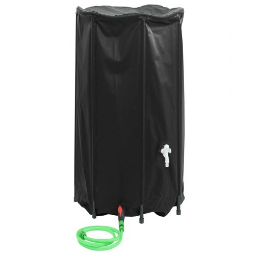 Sammenfoldelig vandtank med hane 380 l - sort PVC