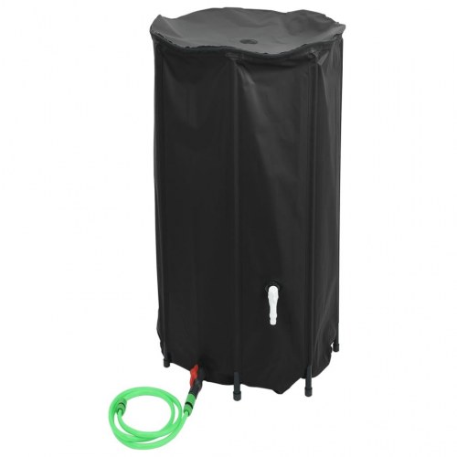 Sammenfoldelig vandtank med hane 380 l - sort PVC