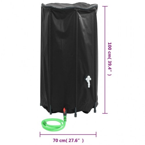 Sammenfoldelig vandtank med hane 380 l - sort PVC