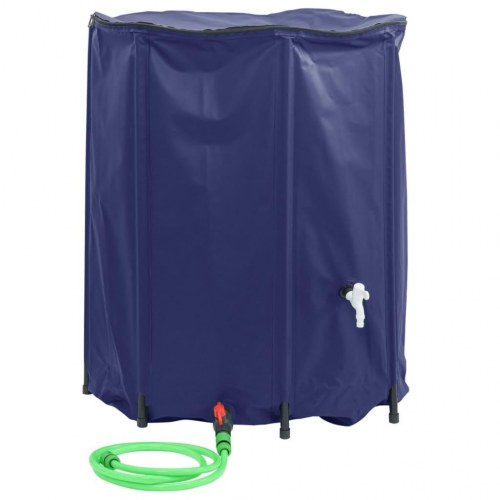 Sammenfoldelig vandtank med hane 1250 l - blå PVC