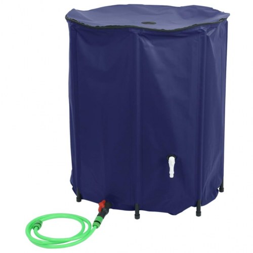 Sammenfoldelig vandtank med hane 1250 l - blå PVC