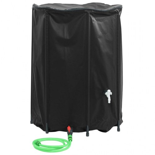Sammenfoldelig regnvandsbeholder 1350 l med hane - PVC, sort