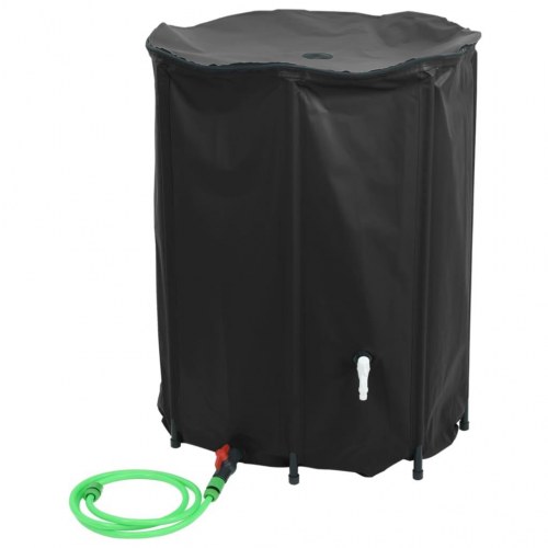Sammenfoldelig regnvandsbeholder 1350 l med hane - PVC, sort