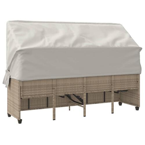 Loungesofa med baldakin og hynder polyrattan beige
