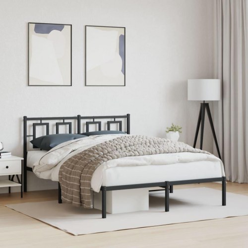 Sengeramme med sengegavl 140 x 190 cm - sort