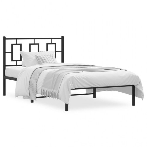 Sengeramme med sengegavl 100 x 200 cm - sort