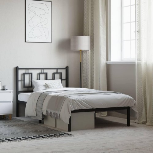 Sengeramme med sengegavl 100 x 200 cm - sort