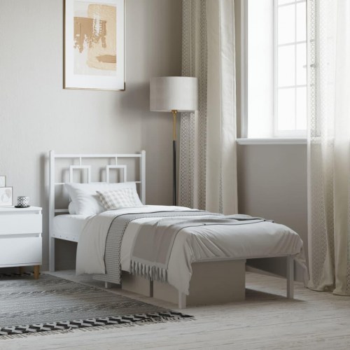 Sengeramme med sengegavl 80x200 cm metal hvid