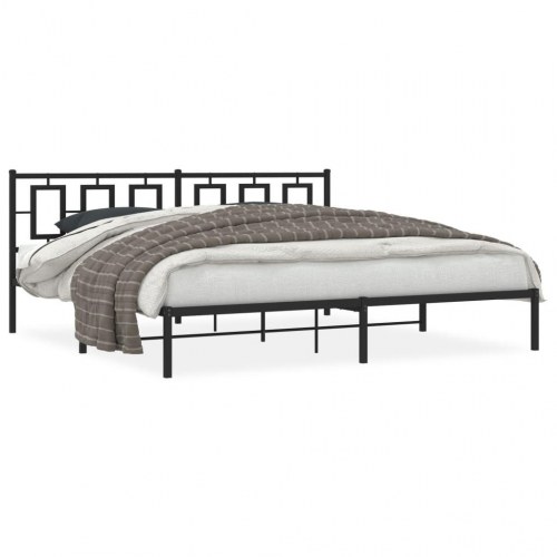 Sengeramme med sengegavl 200 x 200 cm - sort