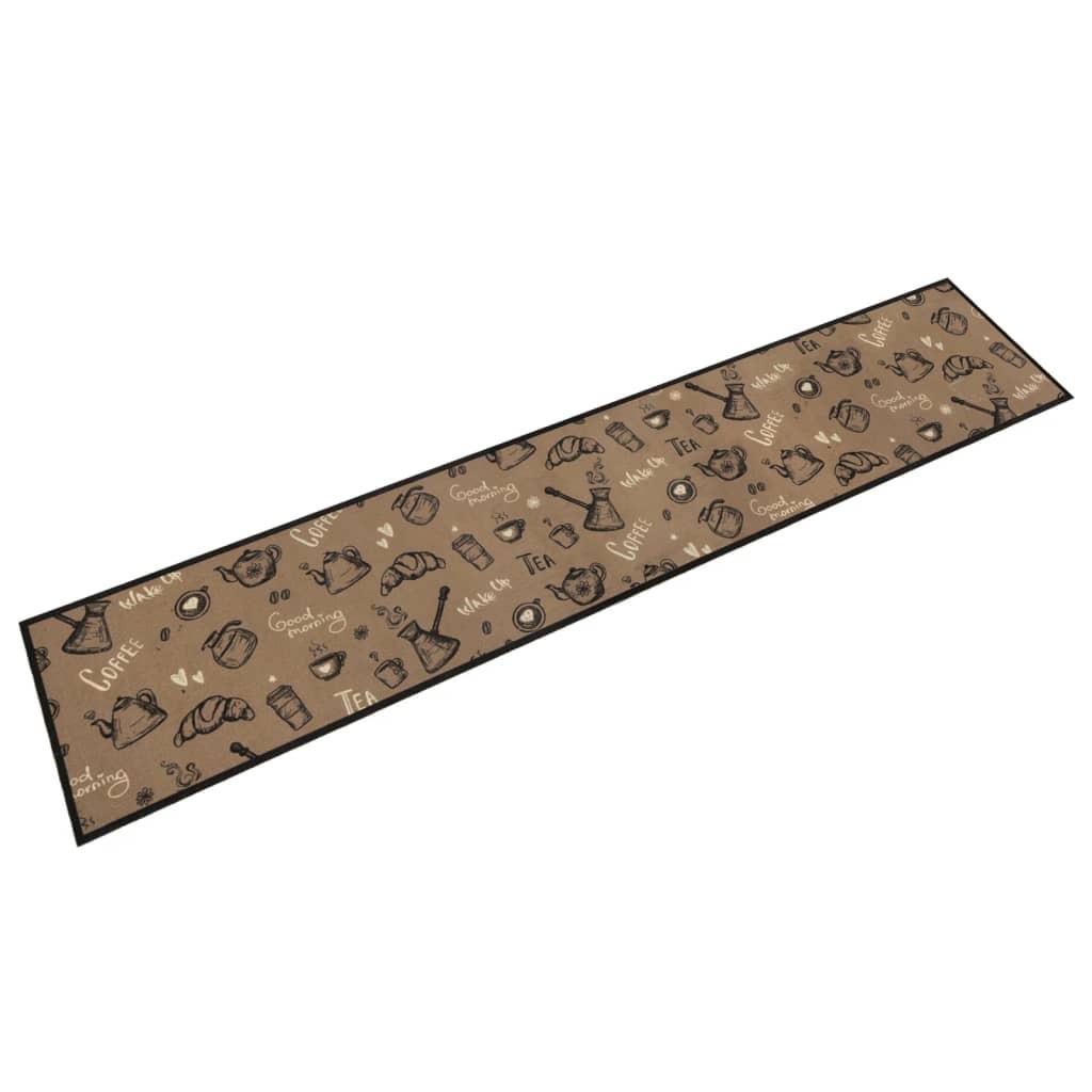 Køkkentæppe 60×300 cm - vaskbart velour, brun “Morning”-design