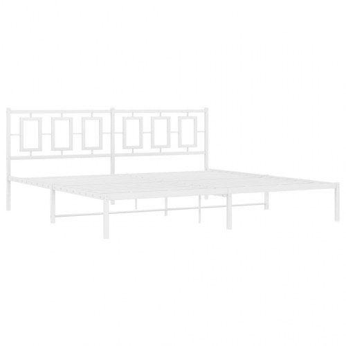 Sengeramme med sengegavl 200 x 200 cm - hvid
