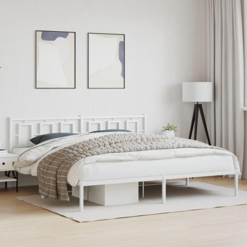 Sengeramme med sengegavl 200 x 200 cm - hvid