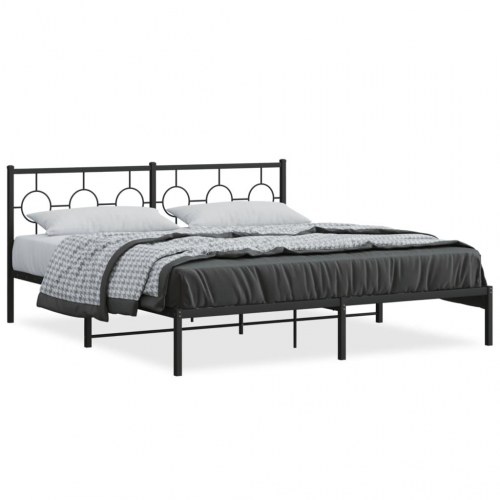 Sengeramme i metal med sengegavl 183 x 213 cm - sort