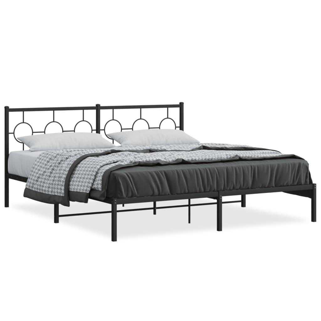 Sengeramme Med Sengegavl Og Fodgærde Metal - Sort / med hovedgærde / 183 x 213 cm