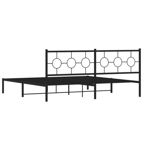 Sengeramme med sengegavl 200x200 cm - metal, sort