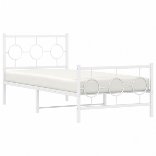Sengeramme med sengegavl og fodgærde 90x200 cm metal hvid