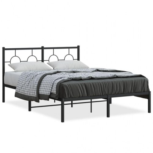 Sengeramme med sengegavl 135 x 190 cm - sort