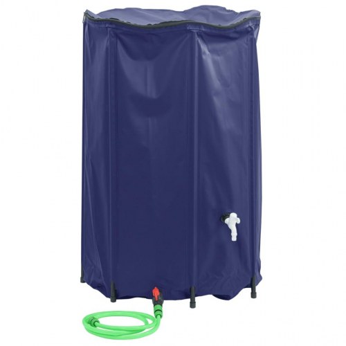 Sammenfoldelig vandtank med hane 1000 l - blå PVC
