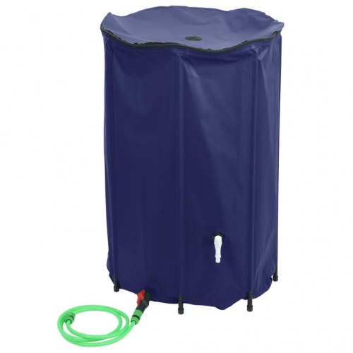 Sammenfoldelig vandtank med hane 1000 l - blå PVC