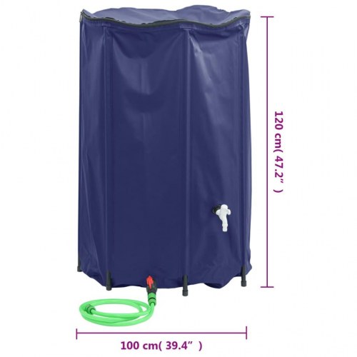 Sammenfoldelig vandtank med hane 1000 l - blå PVC