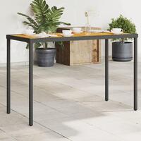 Havebord med top i akacietræ 115x54x74 cm polyrattan sort